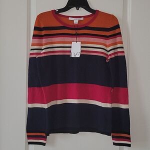 Diane von Furstenberg Jolanta Striped Multi  Sweater DVF Wool Cashmere NWT LARGE